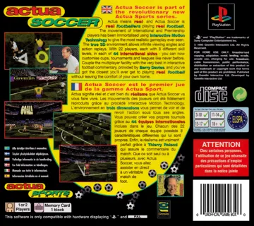 Actua Soccer (EU) box cover back
